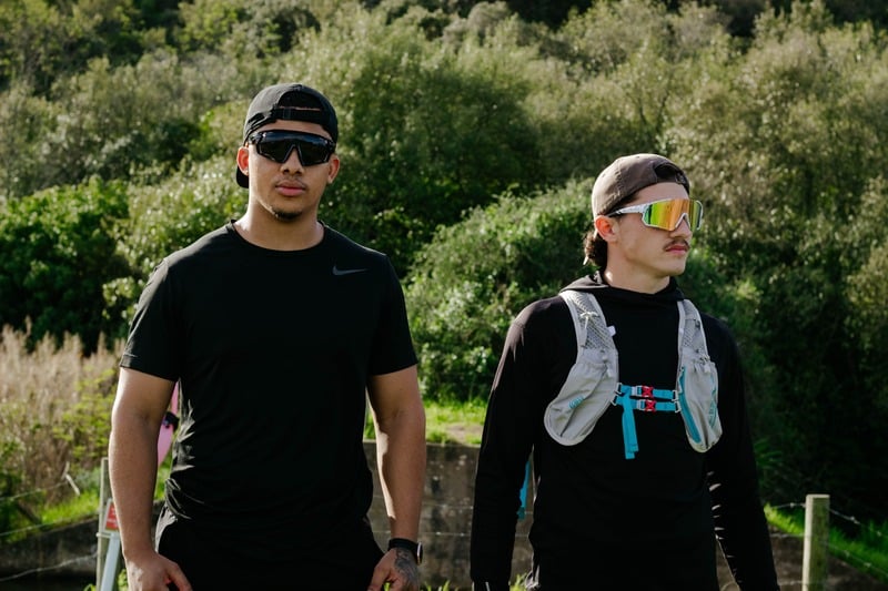 Athlete in motion during the Exploring New Trials shoot at Majik Forest